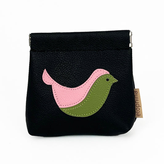 Bird coin purse green/pink
