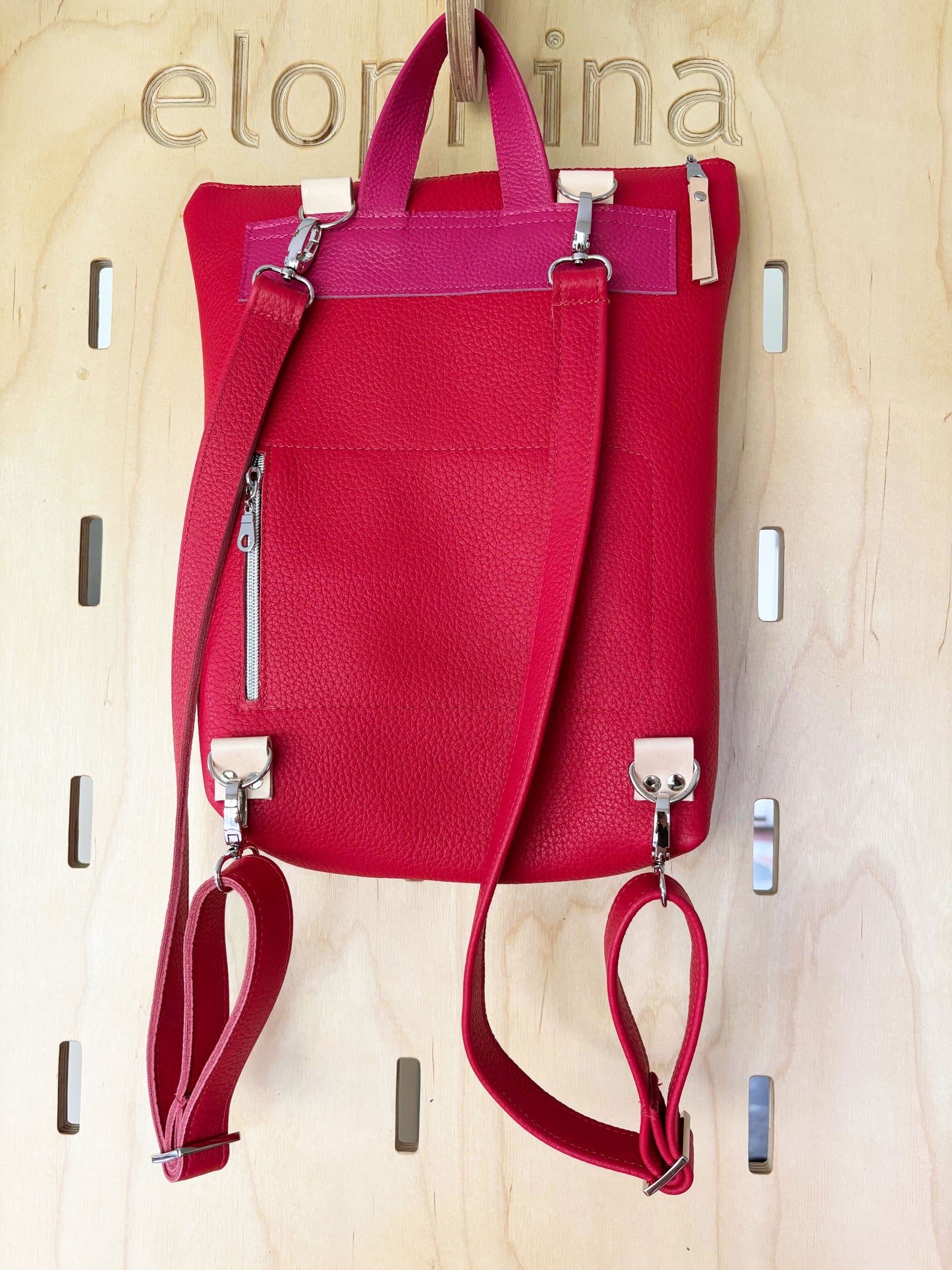 2-Tone convertible Wave Backpack, red/pink