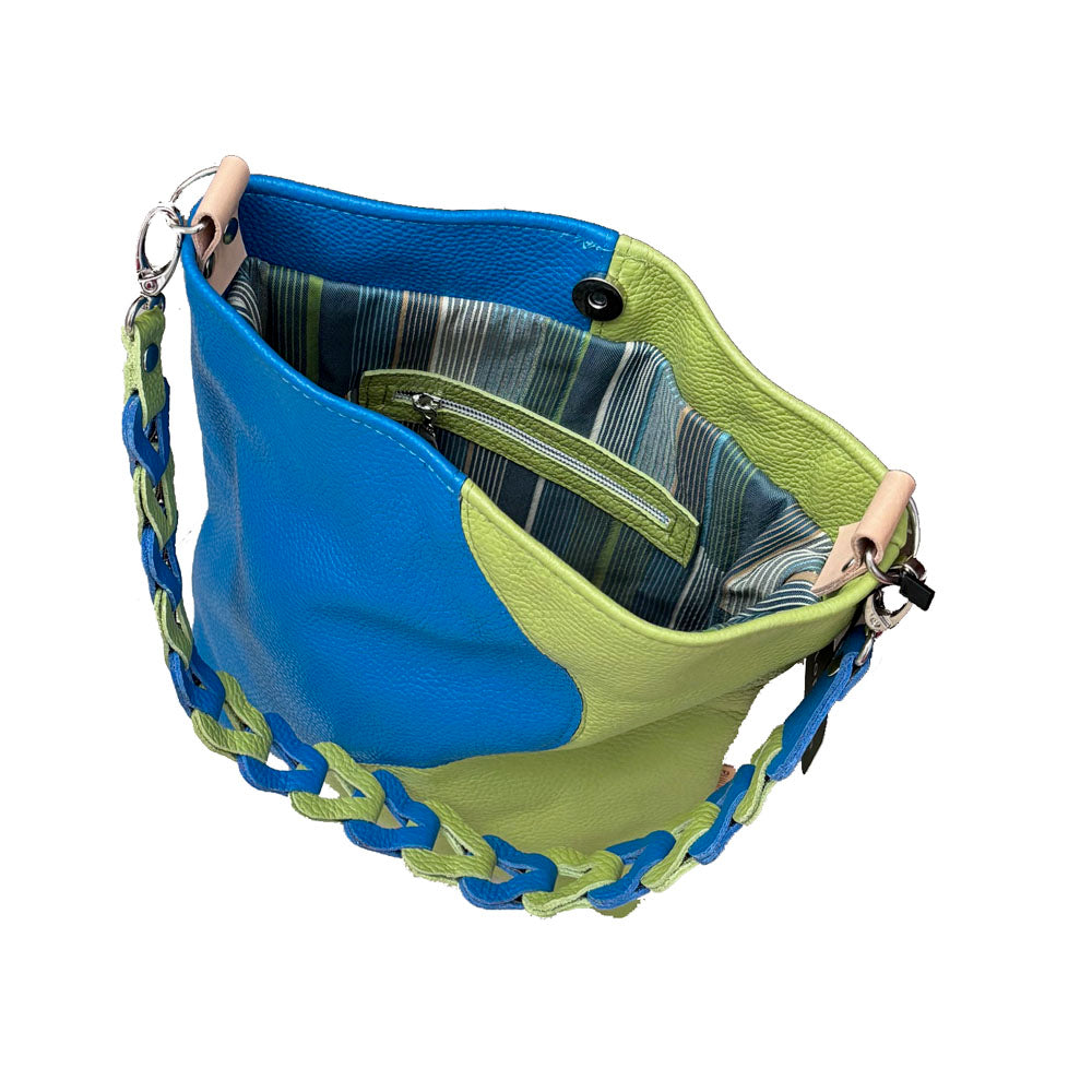 Wave 2-Tone Tote Bag / blue and green