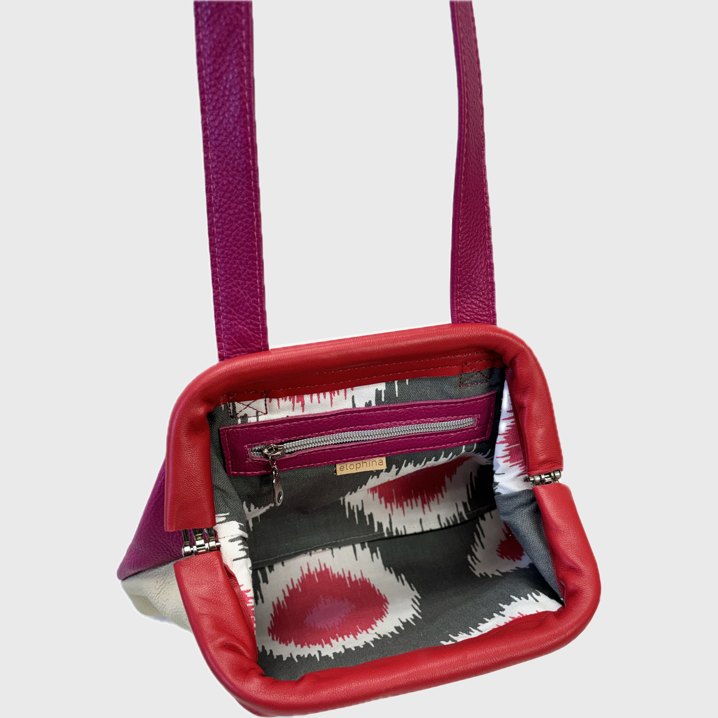 Medium Crossbody Clutch Purse / red, pink, orange