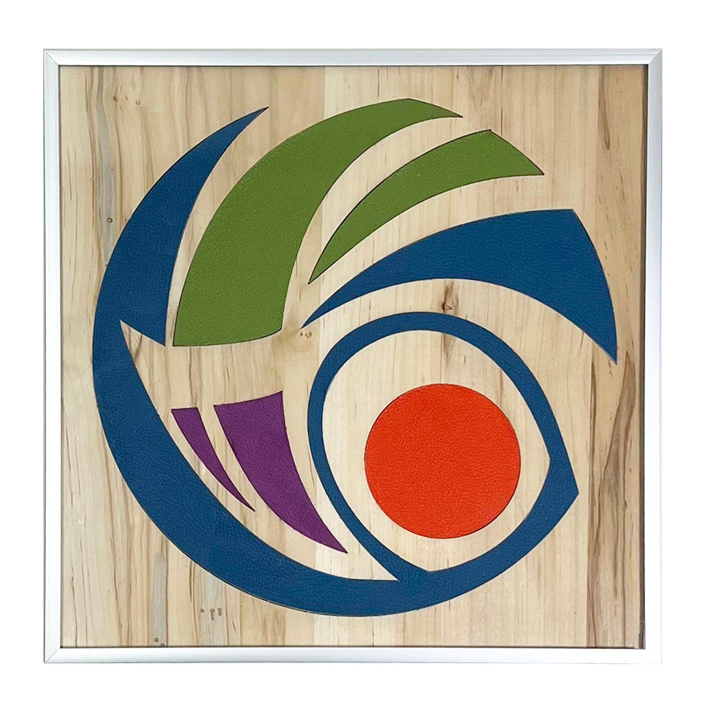 Leather and Wood Inlay Circle Design wall hanging home decor