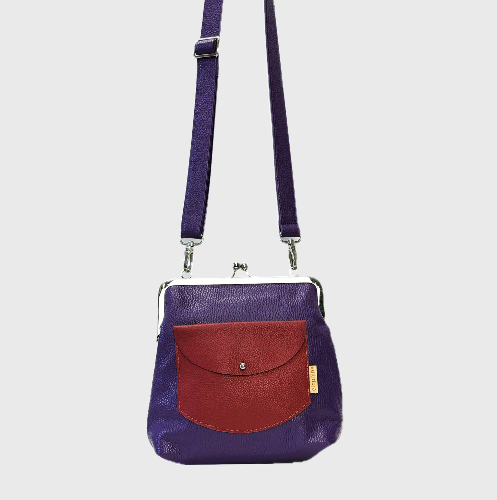 Kisslock Crossbody Bag Purple Red