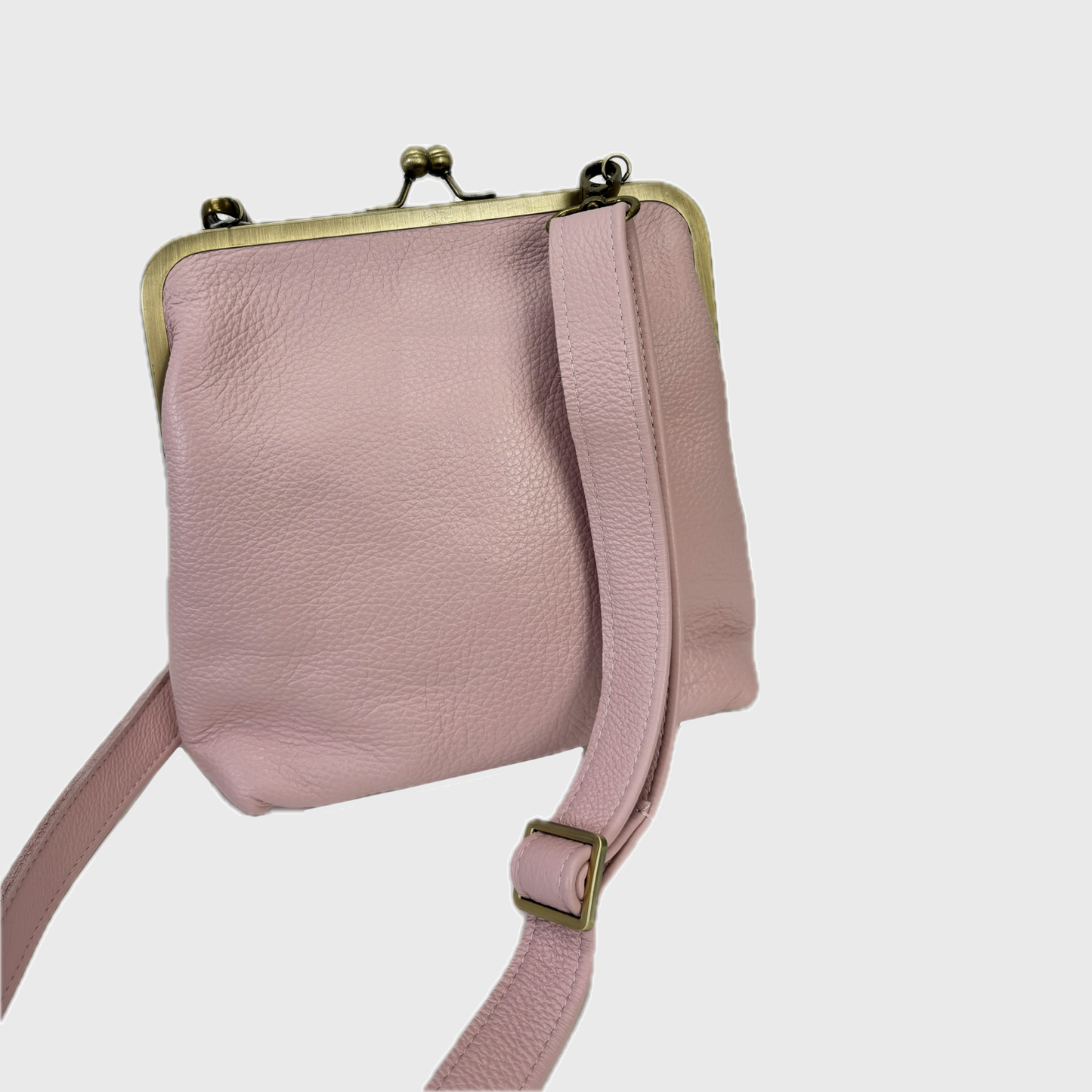 Kisslock Crossbody Bag Rose/Cognac/Brown