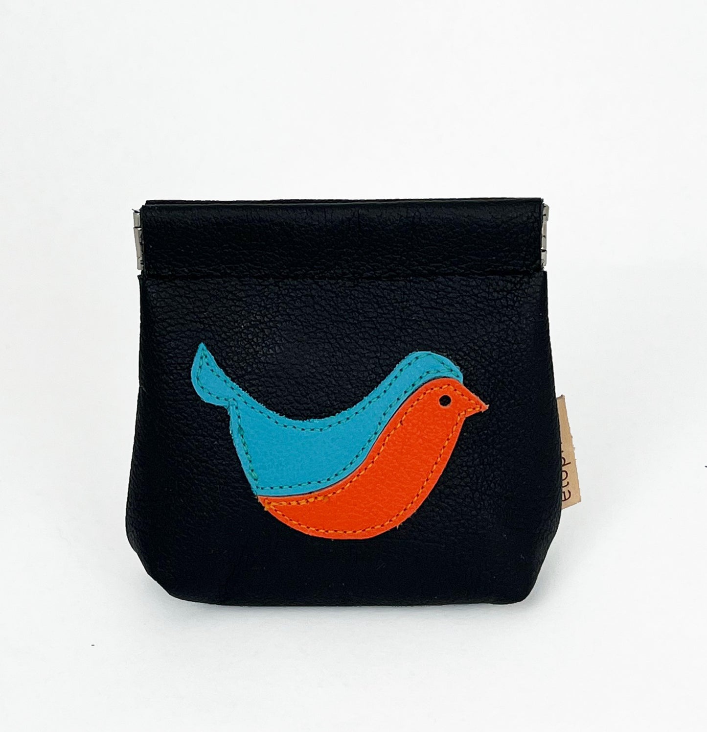 Bird coin purse orange/turquoise
