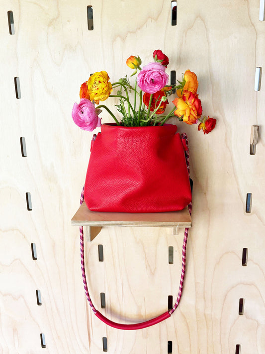 Bold 2 Tone Flex Frame Crossbody Purse /red