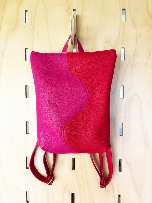 2-Tone convertible Wave Backpack, red/pink
