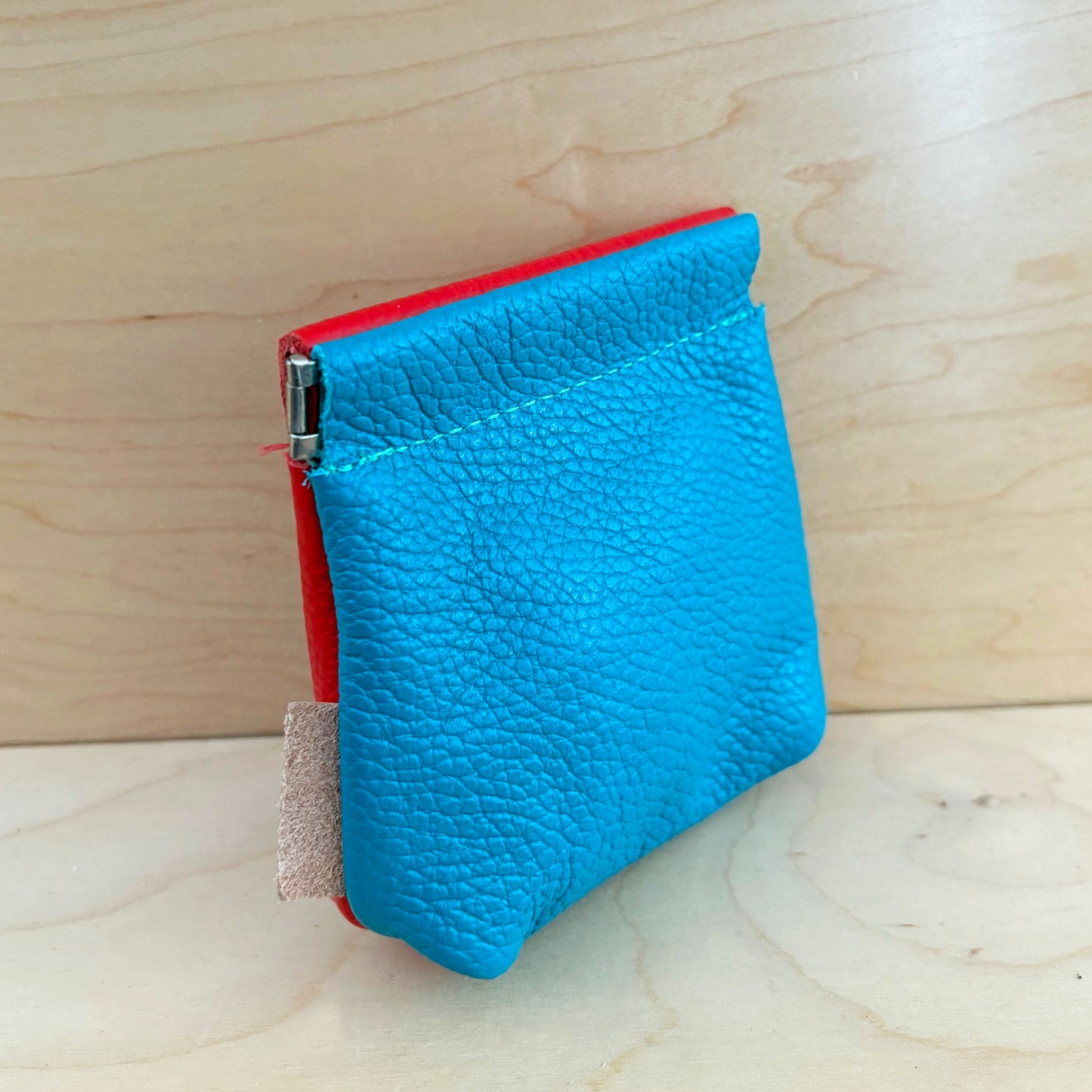 Bird color block coin purse red/turquoise