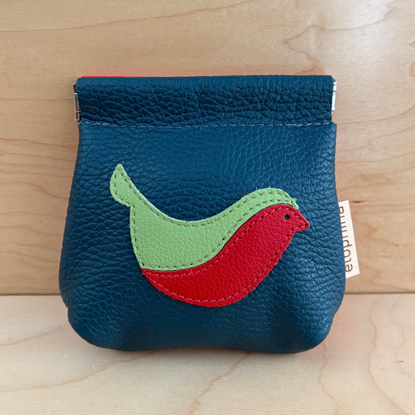 Bird color block coin purse teal/ red