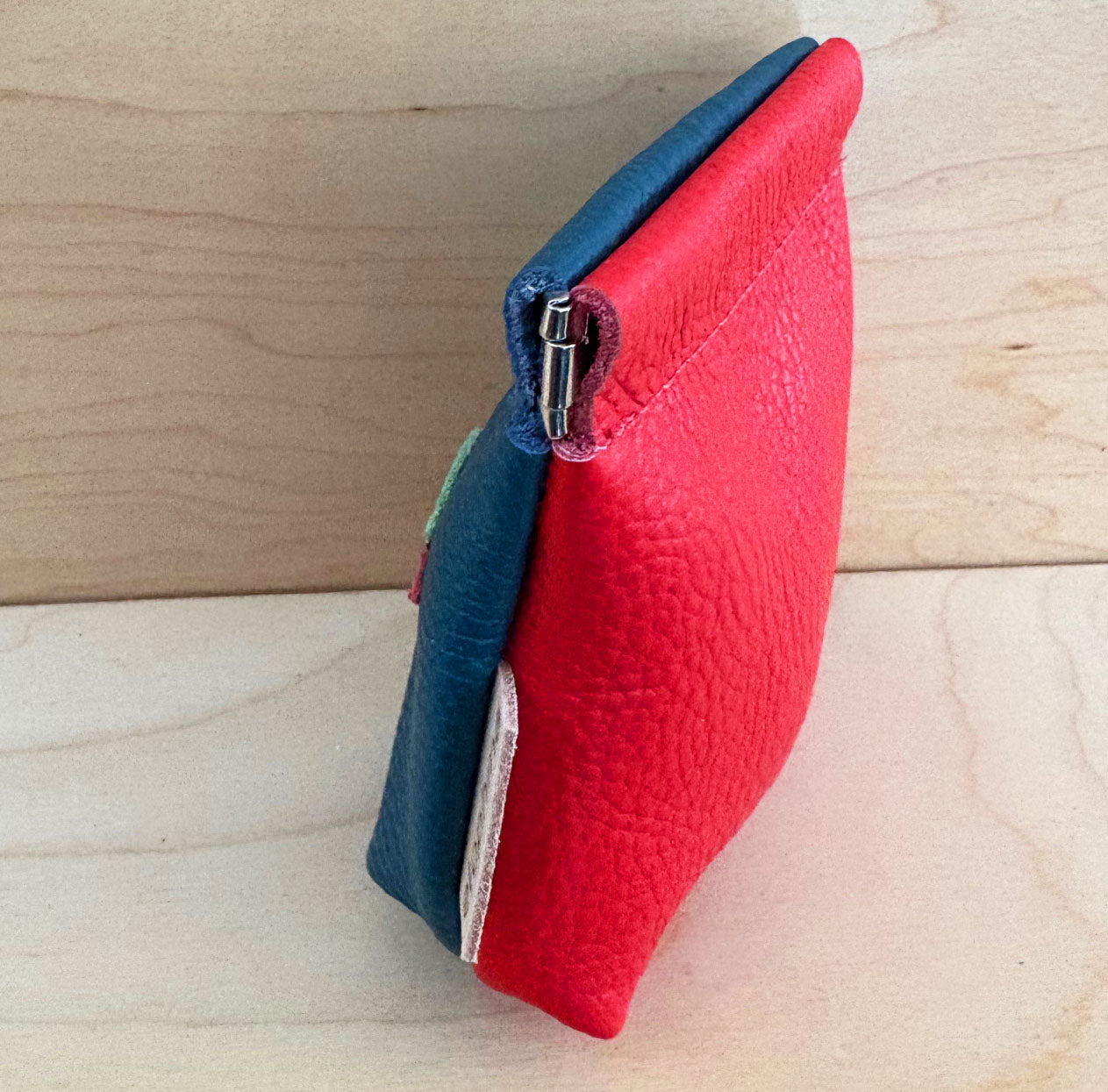 Bird color block coin purse teal/ red