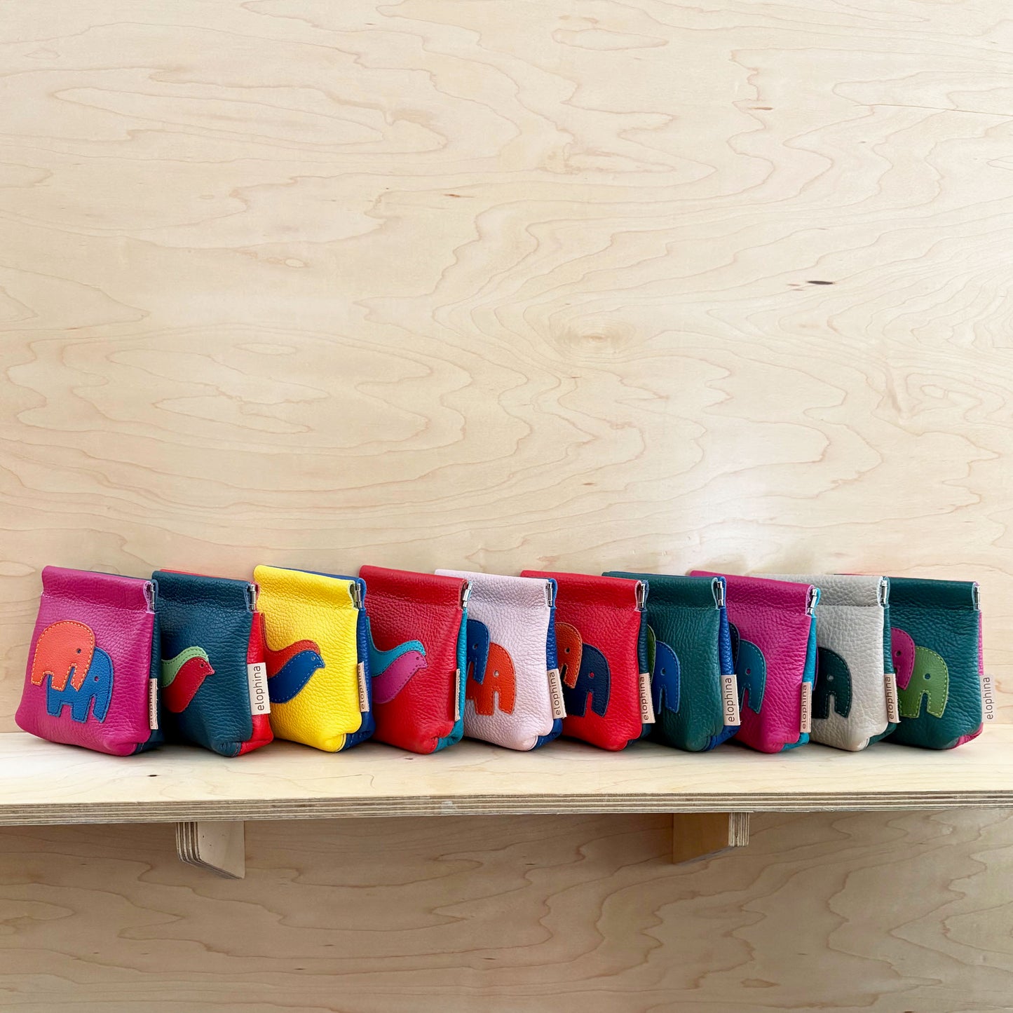 elephant color block coin purse pink/turquoise