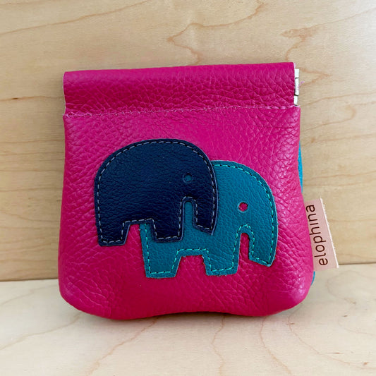 elephant color block coin purse pink/turquoise