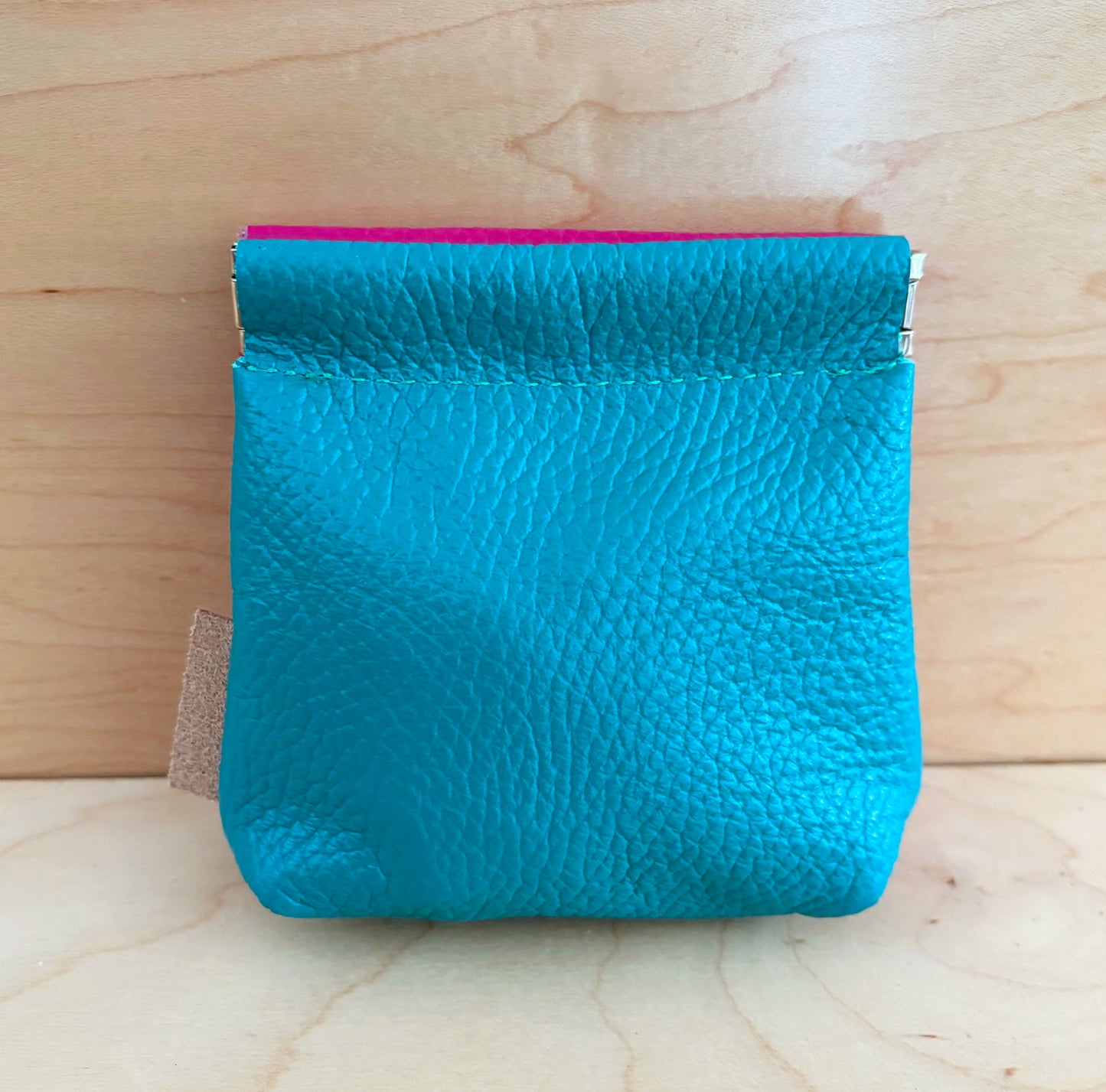 elephant color block coin purse pink/turquoise