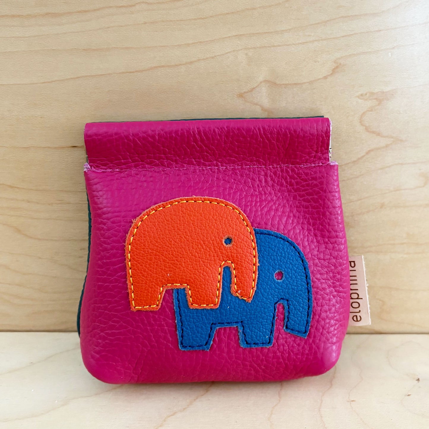 Elephant color block coin purse pink/blue