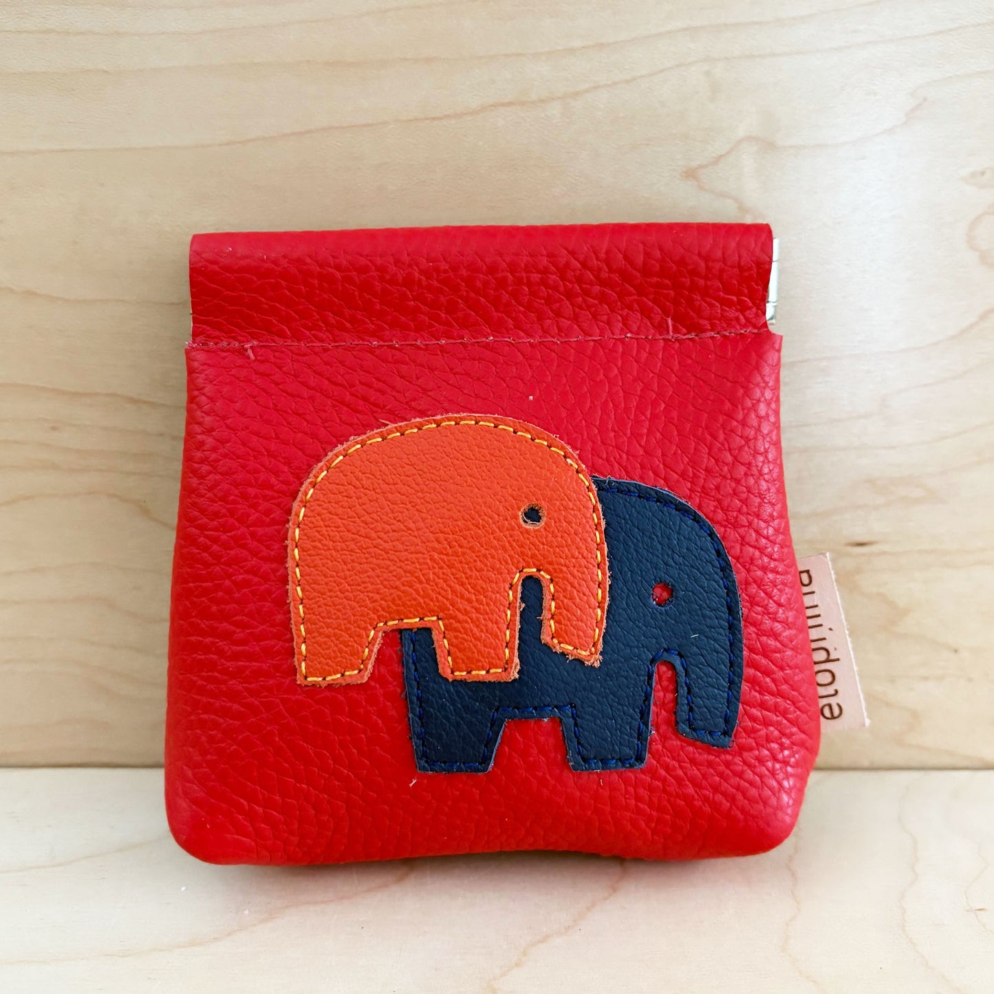Elephant color block coin red/teal