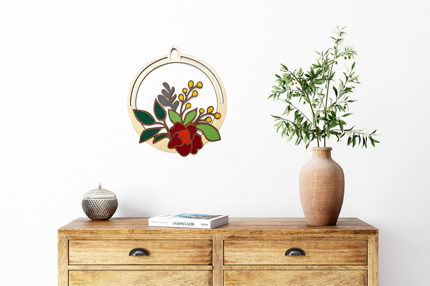 Wooden Wreath Wall Hanging Floral