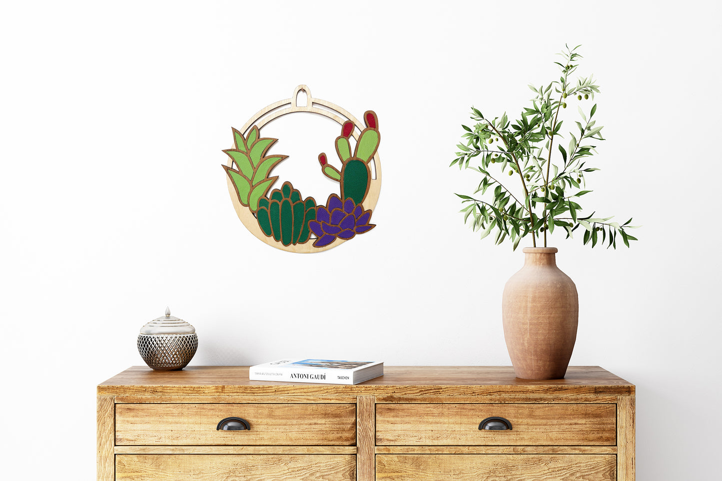 Wooden Wreath Wall Hanging Succulent